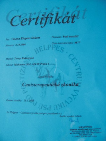 7. po úspěšné složení zkoušky získala certifikát.