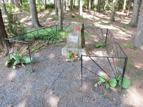 1. Památník - pod Plešivcem na kraji lesa.
